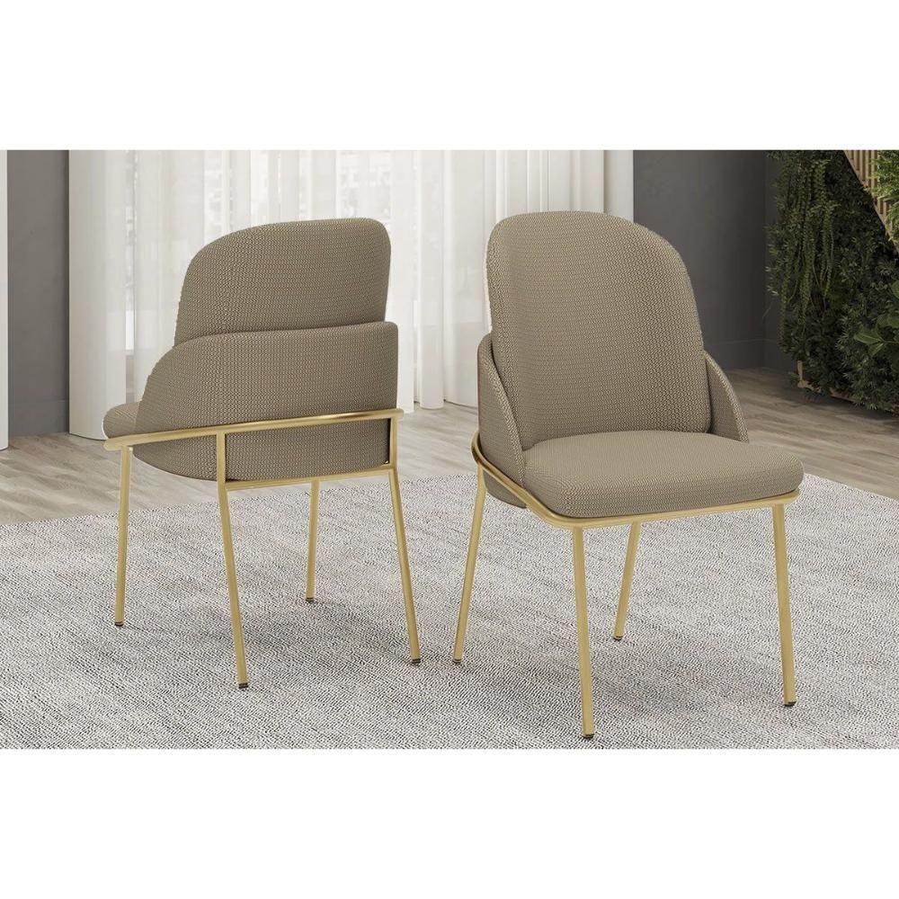 Cadeira Sala De Jantar Vitta Kit 4 Un Metal Linho-bege - Dj Móveis - 5