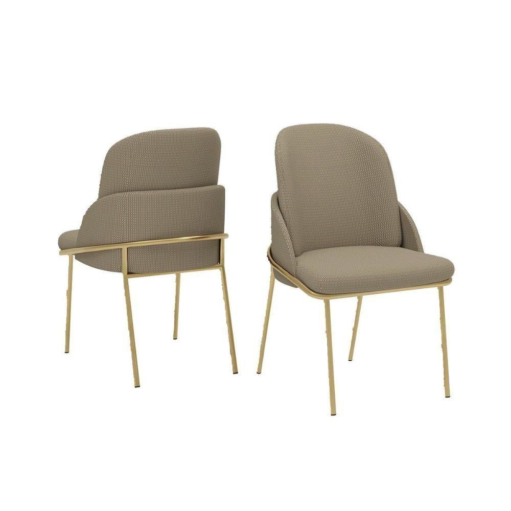 Cadeira Sala De Jantar Vitta Kit 4 Un Metal Linho-bege - Dj Móveis - 6