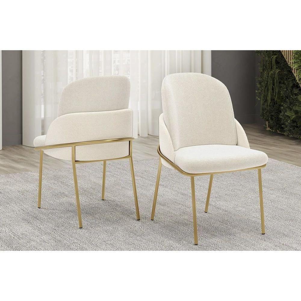 Cadeira Sala De Jantar Vitta Kit 4 Un Metal Linho-bege - Dj Móveis - 7