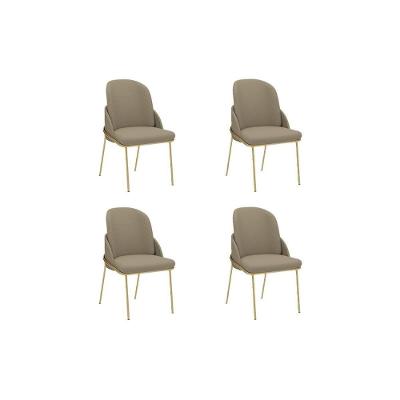 Cadeira Sala De Jantar Vitta Kit 4 Un Metal Linho-bege - Dj Móveis