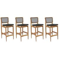 Banqueta Sala De Jantar Liz 1bmm009ca Premium Madeira Maciça Kit 4 Un Carvalho-boucle Grafite-tela Grafite - Kappesberg - 1