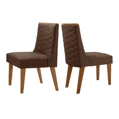 Cadeira Sala De Jantar Dafne Kit 2 Un Naturalle-suede Marrom - Rufato