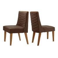 Cadeira Sala De Jantar Dafne Kit 2 Un Naturalle-suede Marrom - Rufato - 1