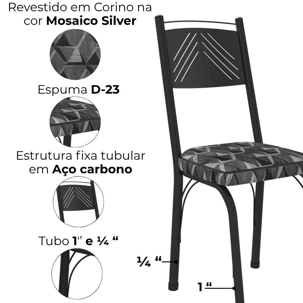 Cadeira Tubular Europa 151 Preto Assento Mosaico Silver Artef Mosaico Silver - 5