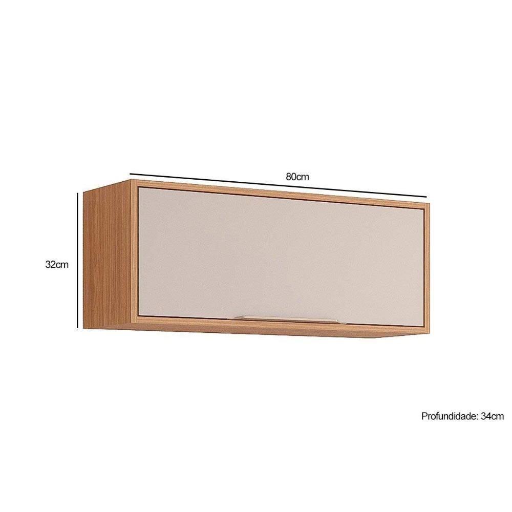 Armário Aéreo P- Cozinha Brilhante C- 1 Porta Basculante 80cm Cinamomo-off White - Mgm - 4