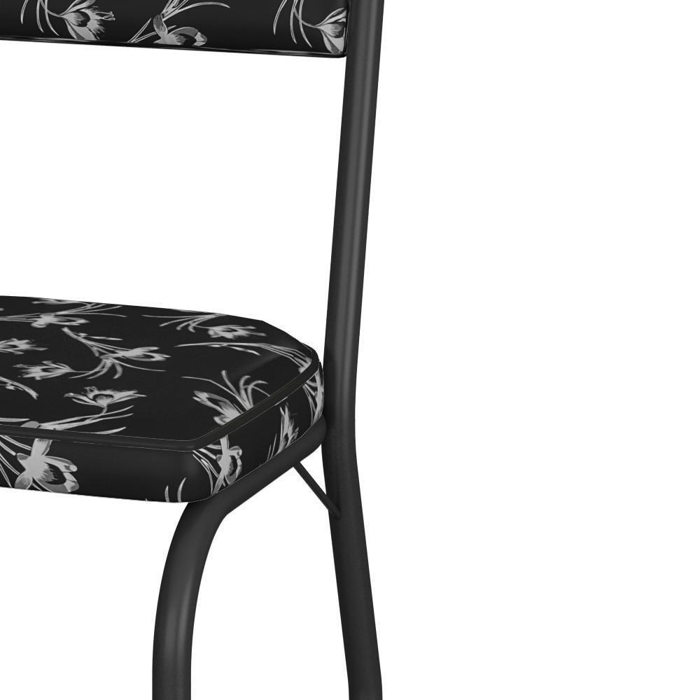 Cadeira Tubular Europa 258 Preto Assento Preto Flor Artef Preto Flor - 4