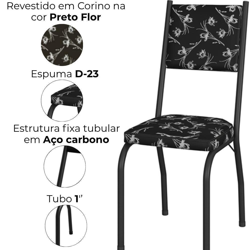 Cadeira Tubular Europa 258 Preto Assento Preto Flor Artef Preto Flor - 5