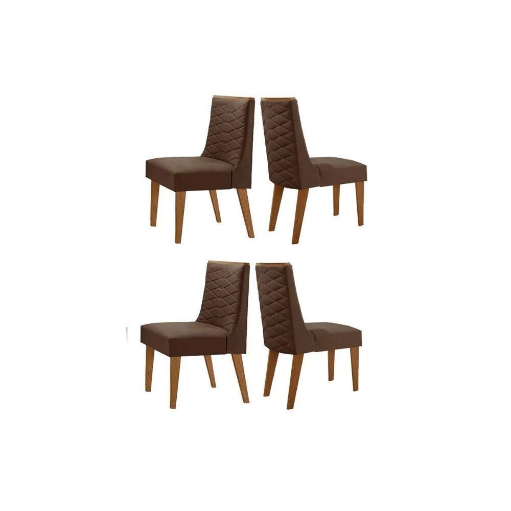 Cadeira Sala De Jantar Dafne Kit 4 Un Madeira Capuccino-suede Marrom - Rufato - 1