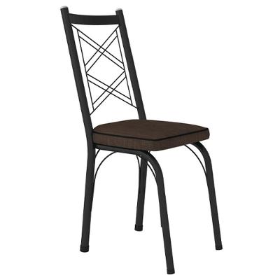 Cadeira Tubular Europa 143 Preto Assento Madeira Imbuia Artef Madeira Imbuia