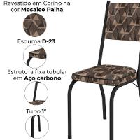 Cadeira Tubular Europa 258 Preto Assento Mosaico Palha Artef Mosaico Palha - 5