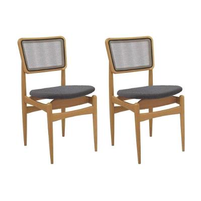 Cadeira Sala De Jantar Stela 1cmm013ca Premium Madeira Maciça Kit 2 Un Carvalho-boucle Bege Fendi-tela Bege - Kappesberg