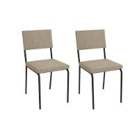 Cadeira Sala De Jantar Zaria 2c128prf Aço Kit 2 Un Preto-linho Bege Fendi - Kappesberg - 1