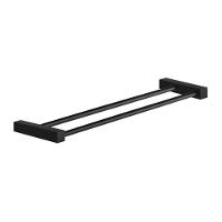 Porta Toalha Toalheiro Duplo Para Banheiro Preto Fosco Troia 40cm - 1