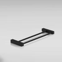 Porta Toalha Toalheiro Duplo Para Banheiro Preto Fosco Troia 40cm - 3