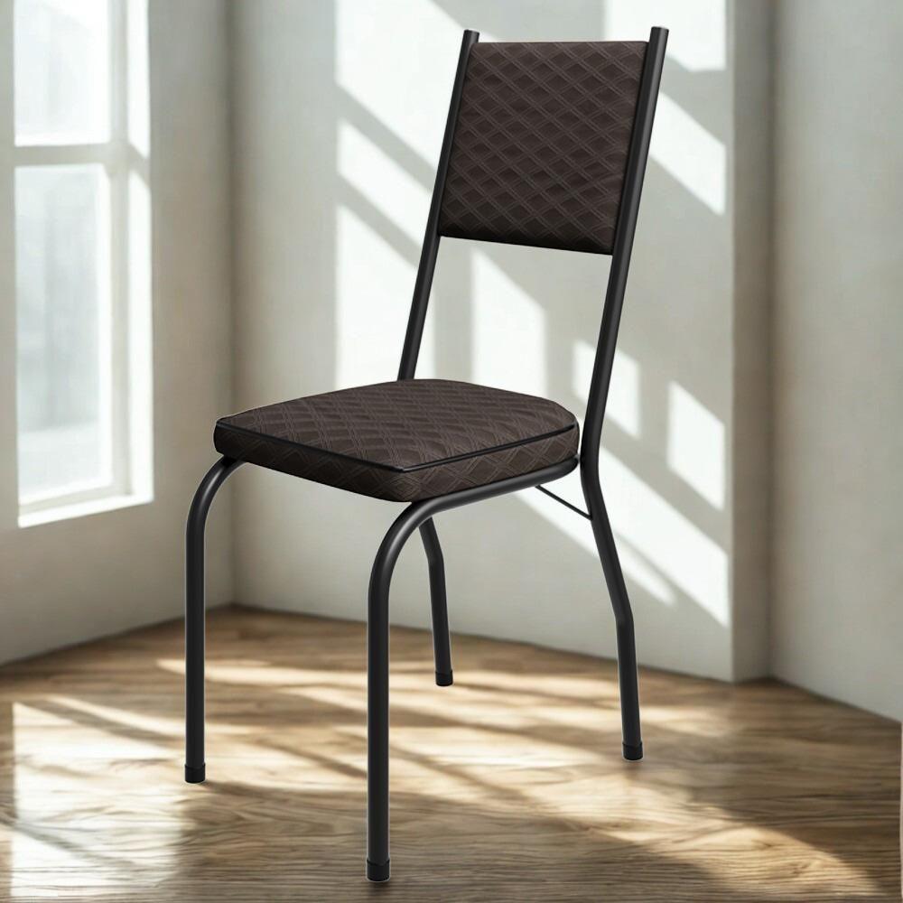 Cadeira Tubular Europa 258 Preto Assento Tecelão Cacau Artef Tecelão Cacau - 4