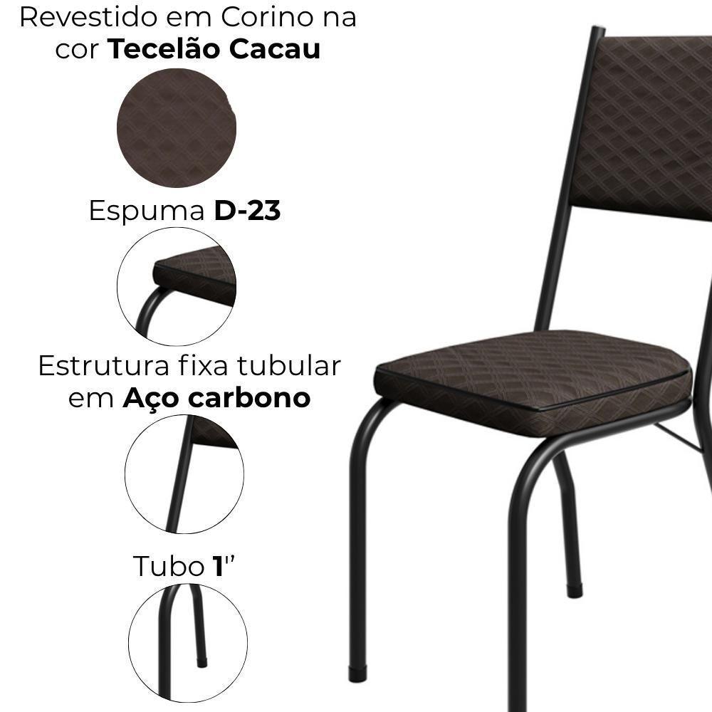 Cadeira Tubular Europa 258 Preto Assento Tecelão Cacau Artef Tecelão Cacau - 5