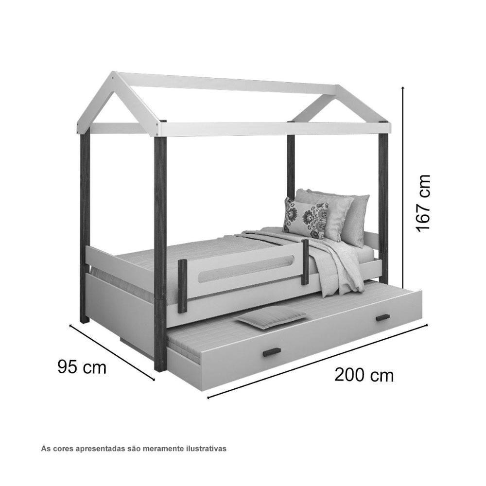 Cama Eliz Branco/mel Com Led E Cama Auxiliar - 3