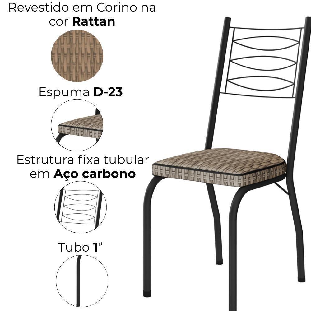 Cadeira Tubular Europa 262 Preto Assento Rattan Artef Rattan - 5