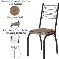 Cadeira Tubular Europa 262 Preto Assento Rattan Artef Rattan - 5