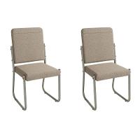 Cadeira Sala De Jantar Sicília 2c139nk Aço Kit 2 Un Niquel-linho Bege Fendi - Kappesberg - 1