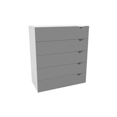 Cômoda Porto 5 Gavetas MDF Fosco com Puxador MDF Branco Cinza para Dormitório