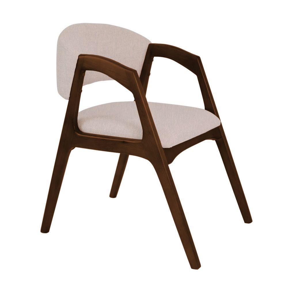 Cadeira De Jantar Gabriela Em Madeira E Mdf Mel Linho Bege - 6