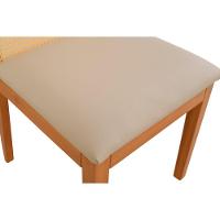 Cadeira Jantar Arizona Madeira Maciça Amêndoa Encosto Palha Sextavada Natural Assento Corino Off White - 7