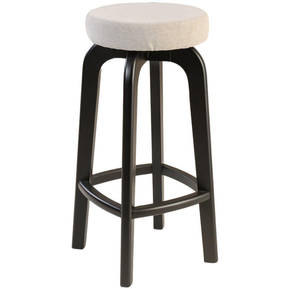 Banqueta Bnaco Alto Bar Madeira Maciça Preto Assento Redondo Sued - 1