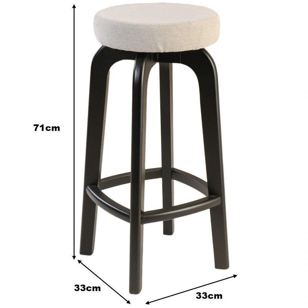 Banqueta Bnaco Alto Bar Madeira Maciça Preto Assento Redondo Sued - 2