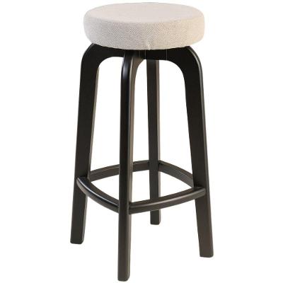 Banqueta Bnaco Alto Bar Madeira Maciça Preto Assento Redondo Sued