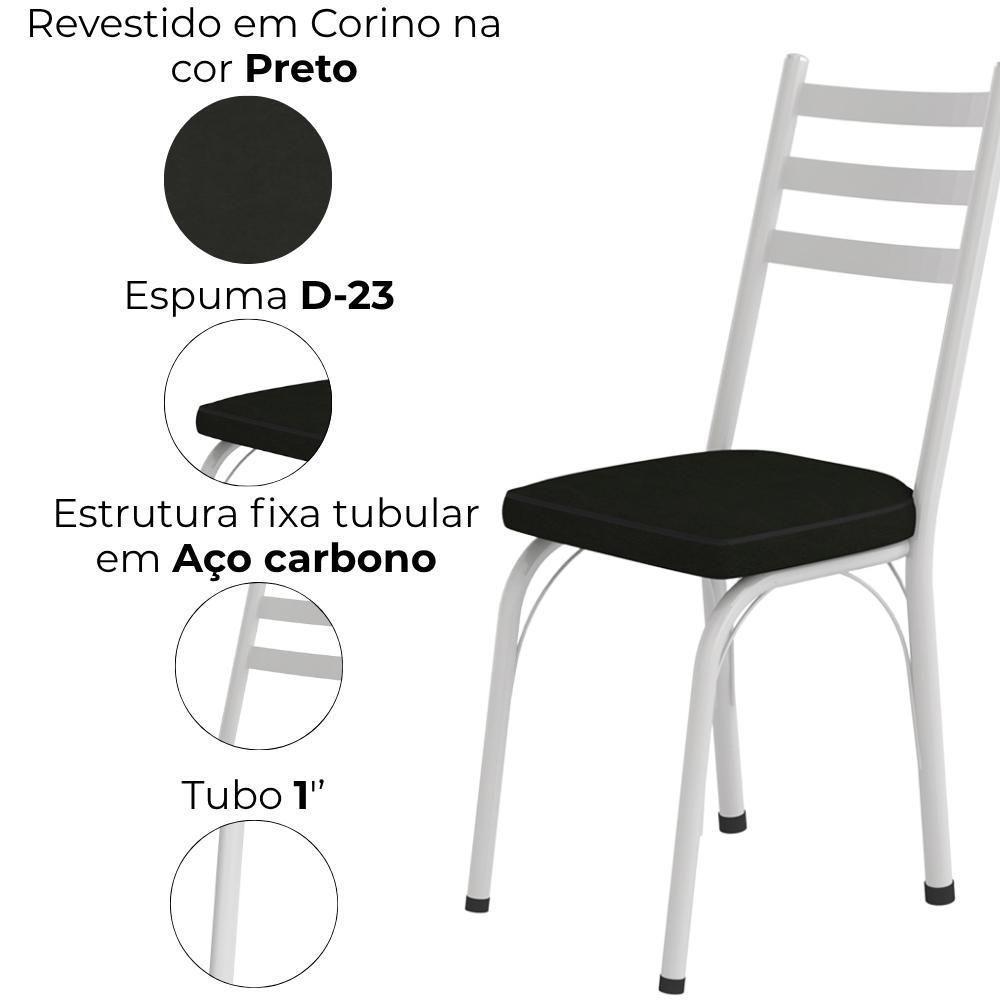 Cadeira Tubular Europa 141 Branco Assento Preto Artef Preto - 5