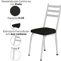Cadeira Tubular Europa 141 Branco Assento Preto Artef Preto - 5