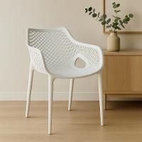 Cadeira De Jantar Design Suits Com Braço Empilhável Em Polipropileno - Branco - 2