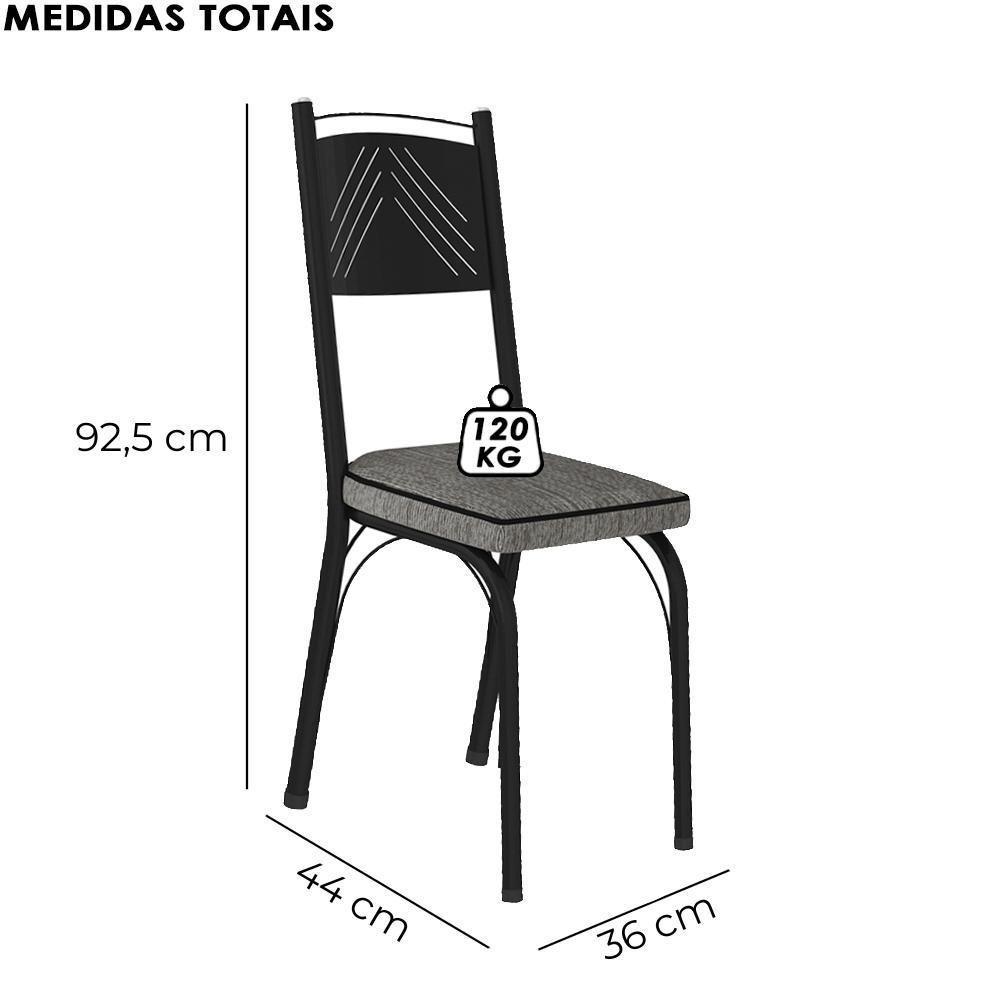 Cadeira Tubular Europa 151 Preto Assento Grafiato Artef Grafiato - 3