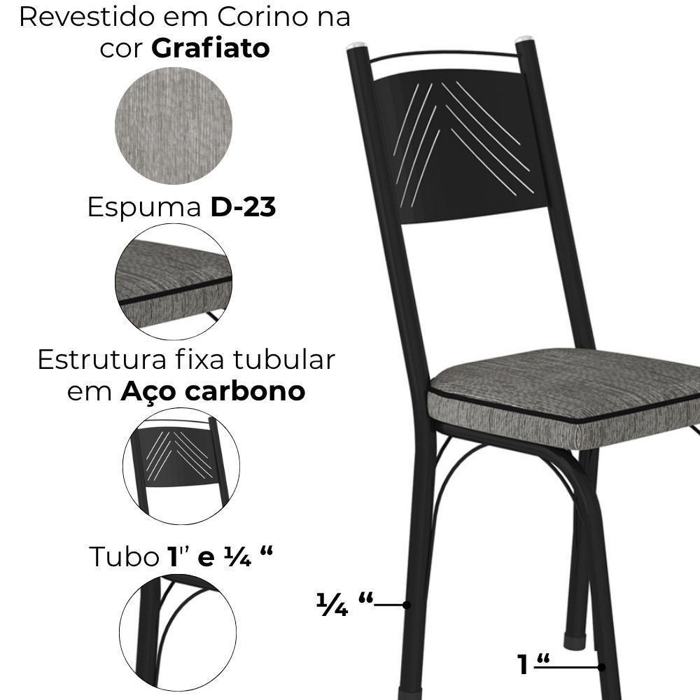 Cadeira Tubular Europa 151 Preto Assento Grafiato Artef Grafiato - 5