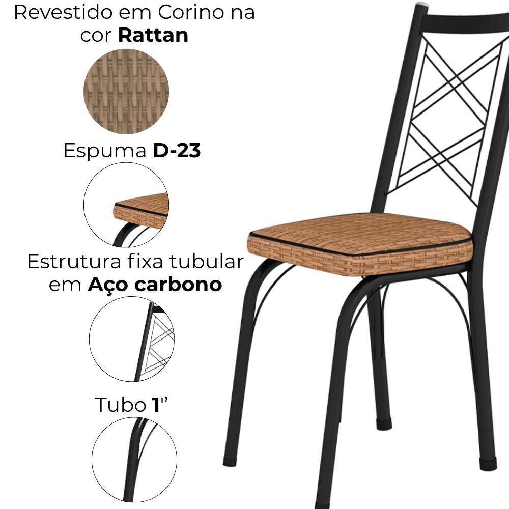Cadeira Tubular Europa 143 Preto Assento Rattan Artef Rattan - 5