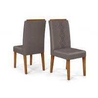 Cadeira De Cozinha Yasmin Kit 2 Un Freijó-suede Lunar Grafite - Dj Móveis - 1