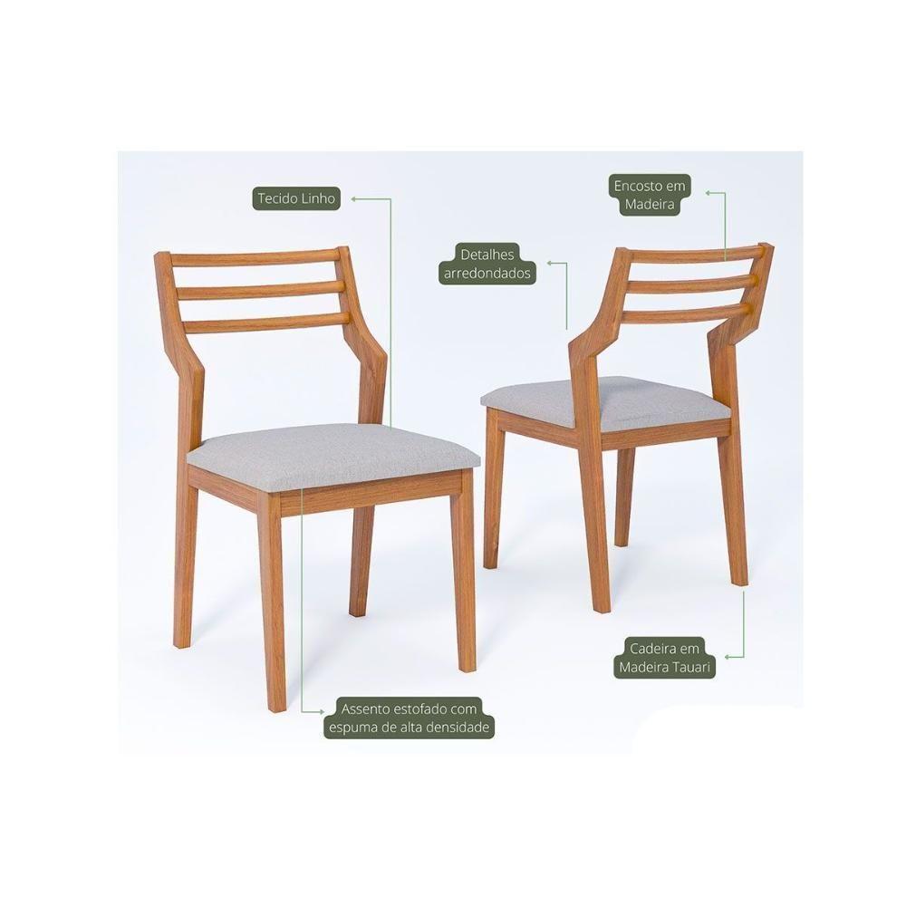 Cadeira Sala De Jantar Damasco Kit 2 Un Carvalho-linho Cinza - Cimol - 2