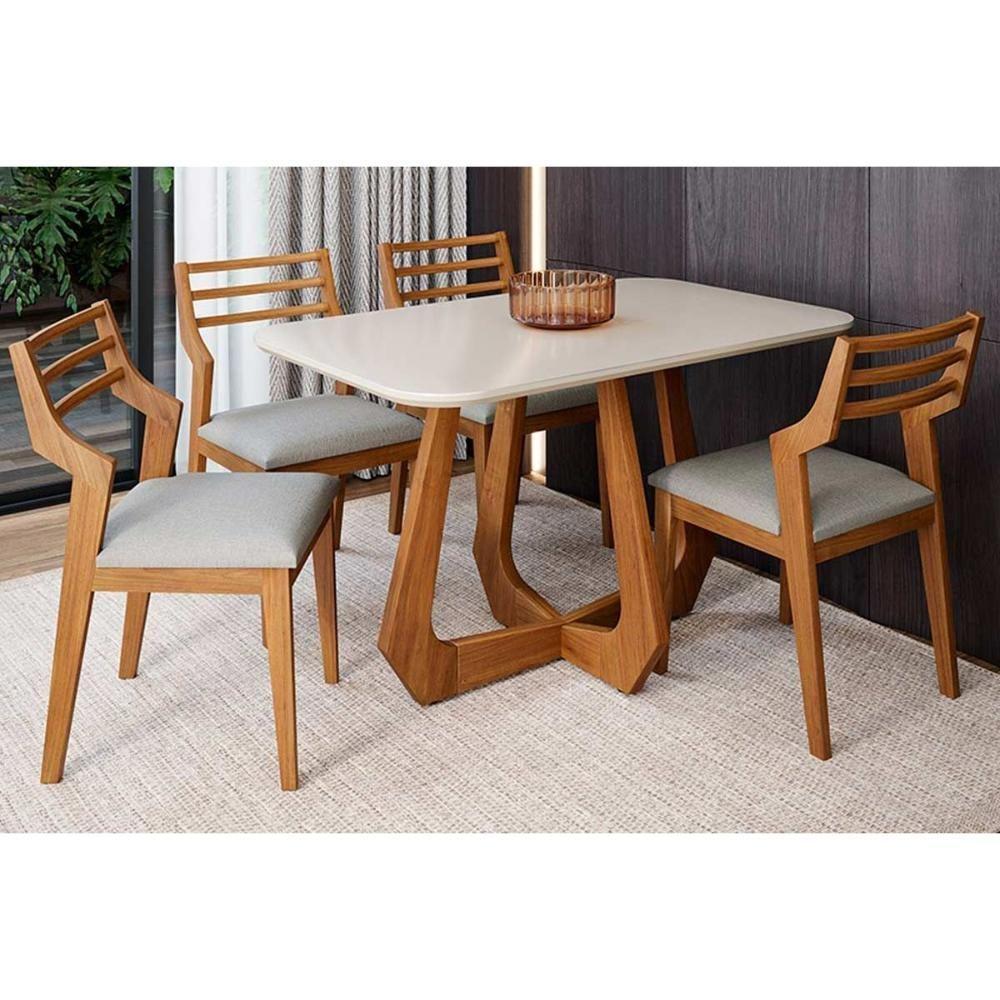 Cadeira Sala De Jantar Damasco Kit 2 Un Carvalho-linho Cinza - Cimol - 4