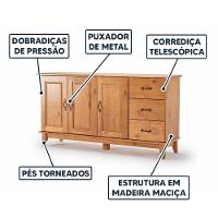 Balcão Aparador Madeira Maciça 3 Portas 3 Gavetas