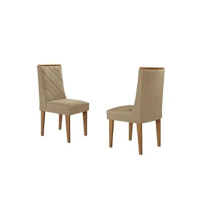 Cadeira Sala De Jantar Pietá Kit 2 Un Madeira Capuccino-suede Creme - Rufato