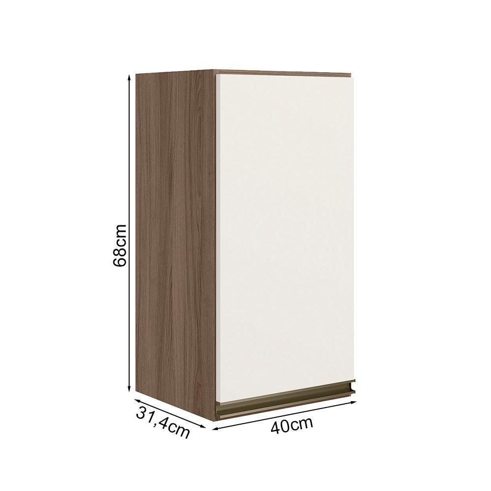 Armario Aereo 1p Mdf 40 Cm Kali 12202 Carvalho Toq Off White Cetim Nicioli Carvalho Toq Off White Cetim - 2