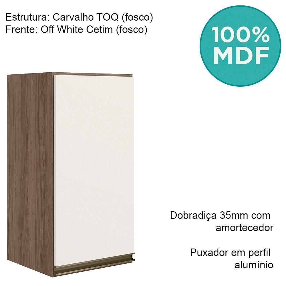 Armario Aereo 1p Mdf 40 Cm Kali 12202 Carvalho Toq Off White Cetim Nicioli Carvalho Toq Off White Cetim - 4