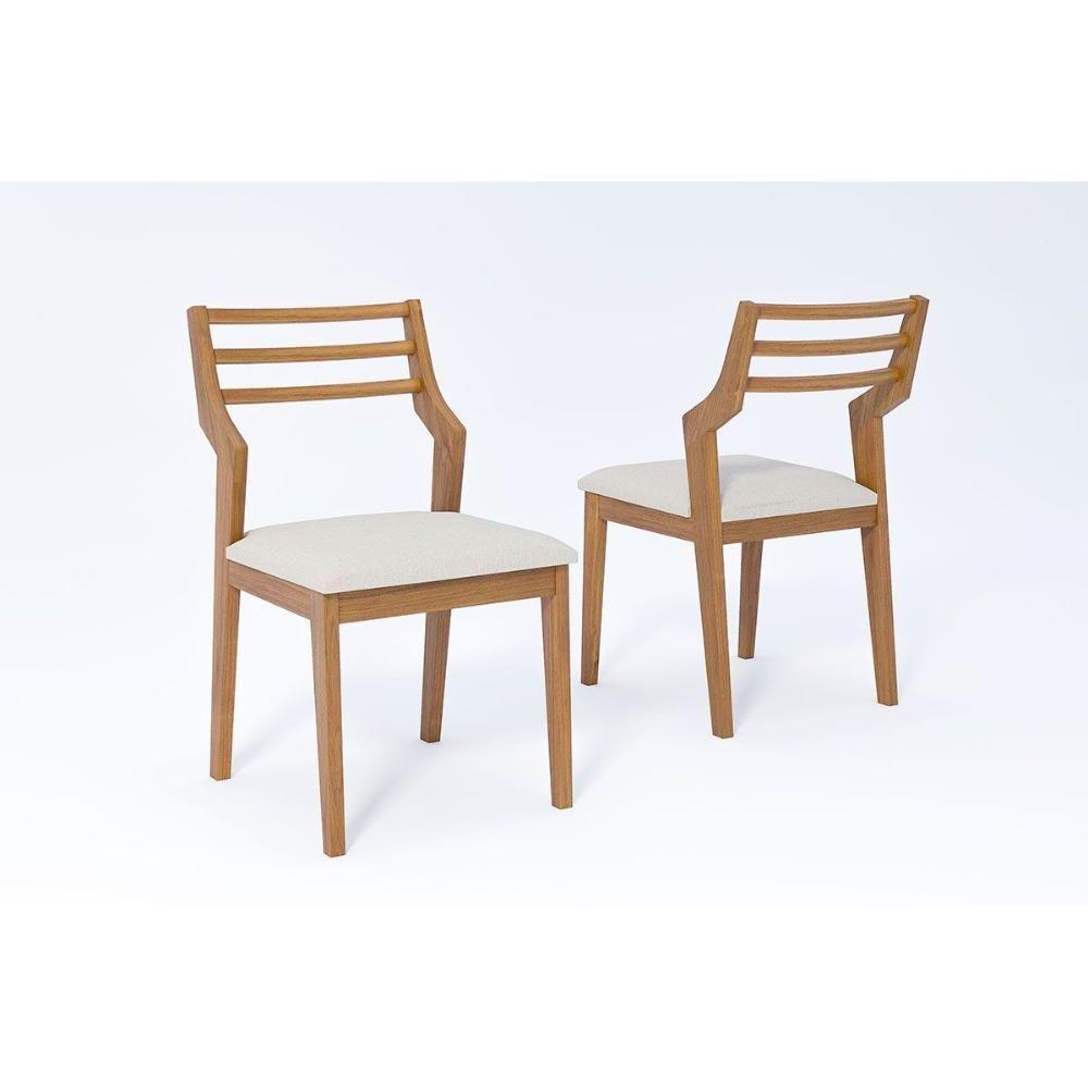 Cadeira Sala De Jantar Damasco Kit 2 Un Carvalho-linho Cru - Cimol - 1