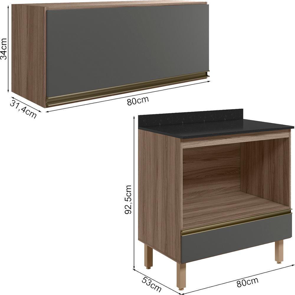 Armario Aereo Balcao Forno Mdf Kali Carvalho Toq Chumbo Nicioli Carvalho Toq Chumbo - 3