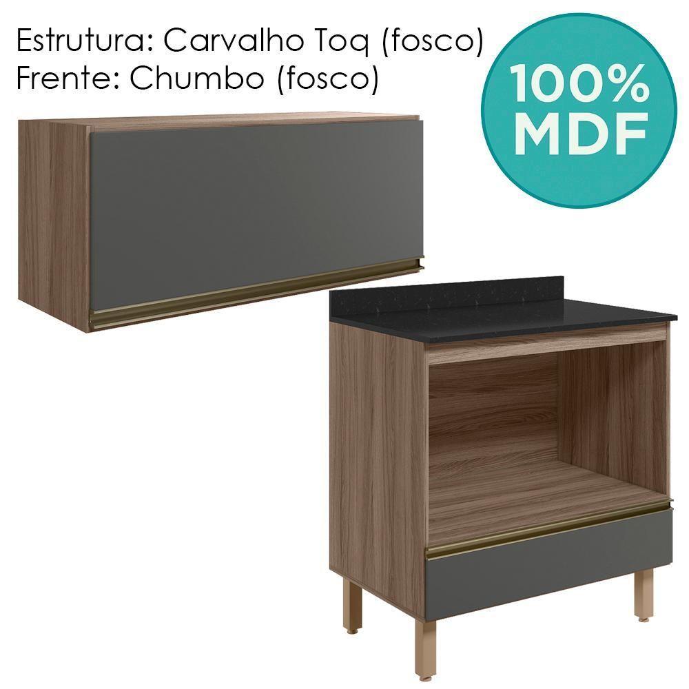 Armario Aereo Balcao Forno Mdf Kali Carvalho Toq Chumbo Nicioli Carvalho Toq Chumbo - 5
