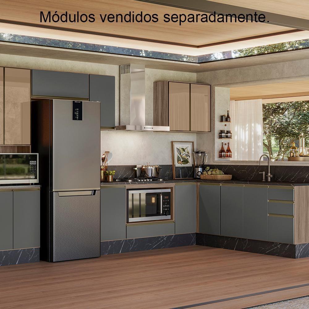 Armario Aereo Balcao Forno Mdf Kali Carvalho Toq Chumbo Nicioli Carvalho Toq Chumbo - 10