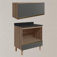 Armario Aereo Balcao Forno Mdf Kali Carvalho Toq Chumbo Nicioli Carvalho Toq Chumbo - 2