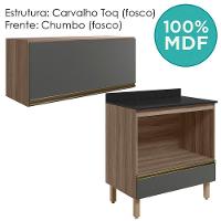 Armario Aereo Balcao Forno Mdf Kali Carvalho Toq Chumbo Nicioli Carvalho Toq Chumbo - 5