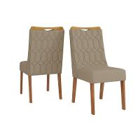 Cadeira Sala De Jantar Bia Kit 2 Un Freijo-linho Bege - Dj Móveis - 1